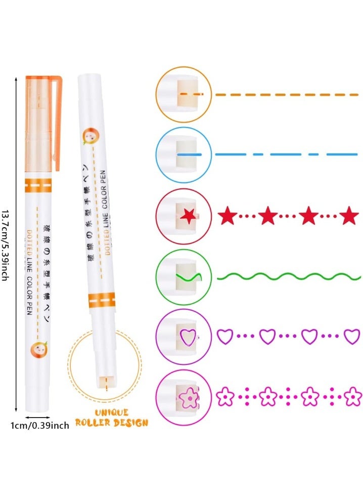 Curve Roller Highlighter Pen Set 12 Pieces | Fluorescent Decorative Pattern Pens with Rotating Roller Tips for Creative Journaling, Bullet Journal, Study Notes, Planners, Scrapbooking and Office Use | Non Toxic Quick Dry Ink for Students, Teachers, and Stationery Lovers - Image 3